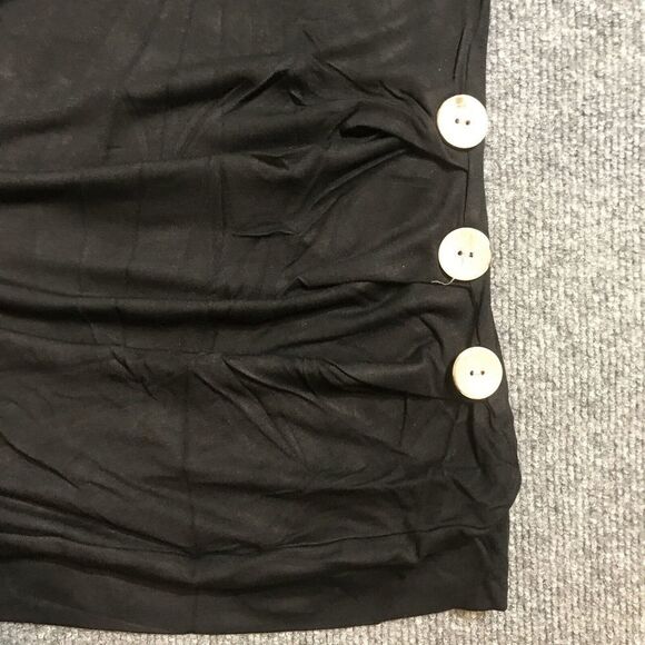 Blouse With Button On The Side Black Short Sleeve Size M - Picture 2 of 5